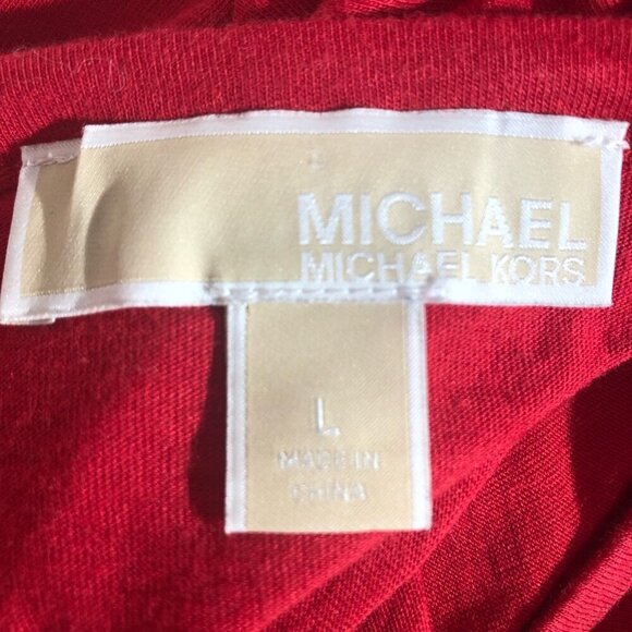 Michael Kors Modal Casual Tunic Blouse Bell Sleeves Side Slits Red sz L - Picture 12 of 12